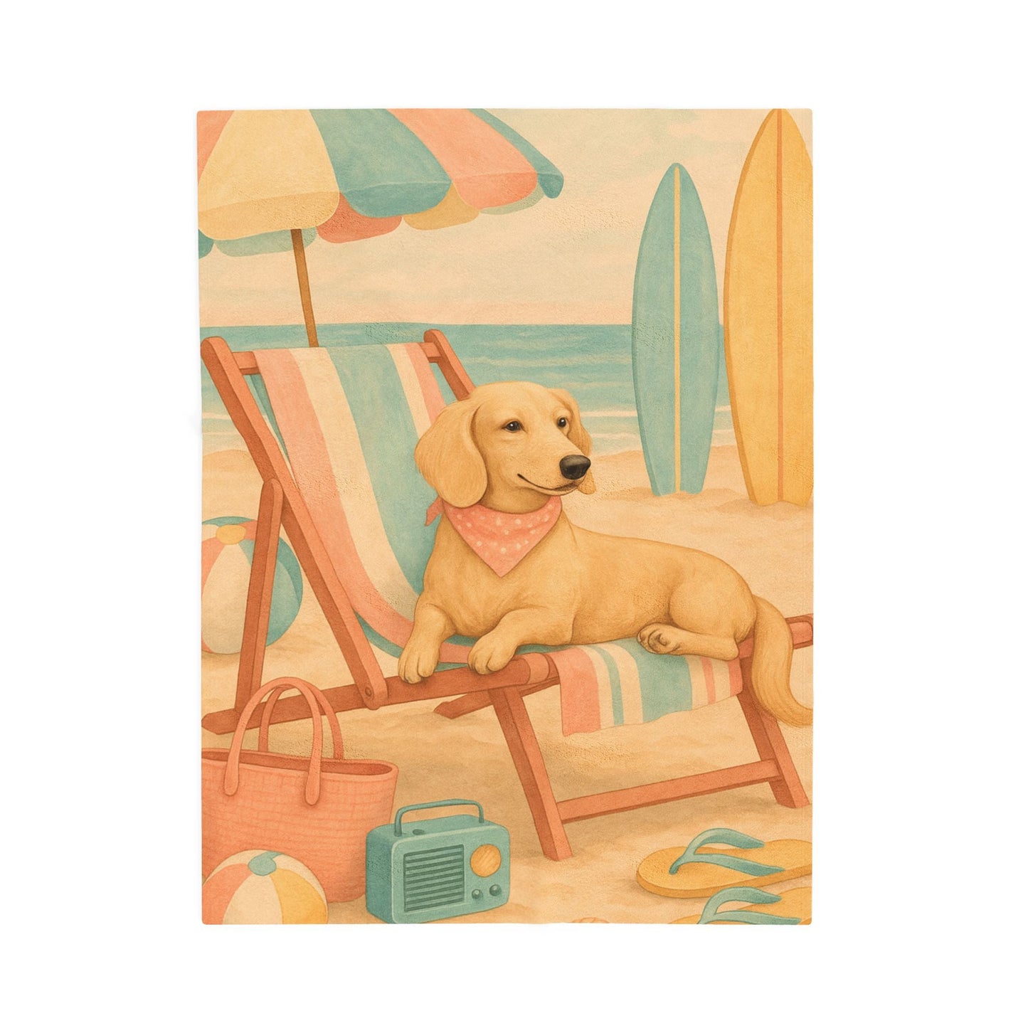 Plush Blanket - Retro Dachshund Design