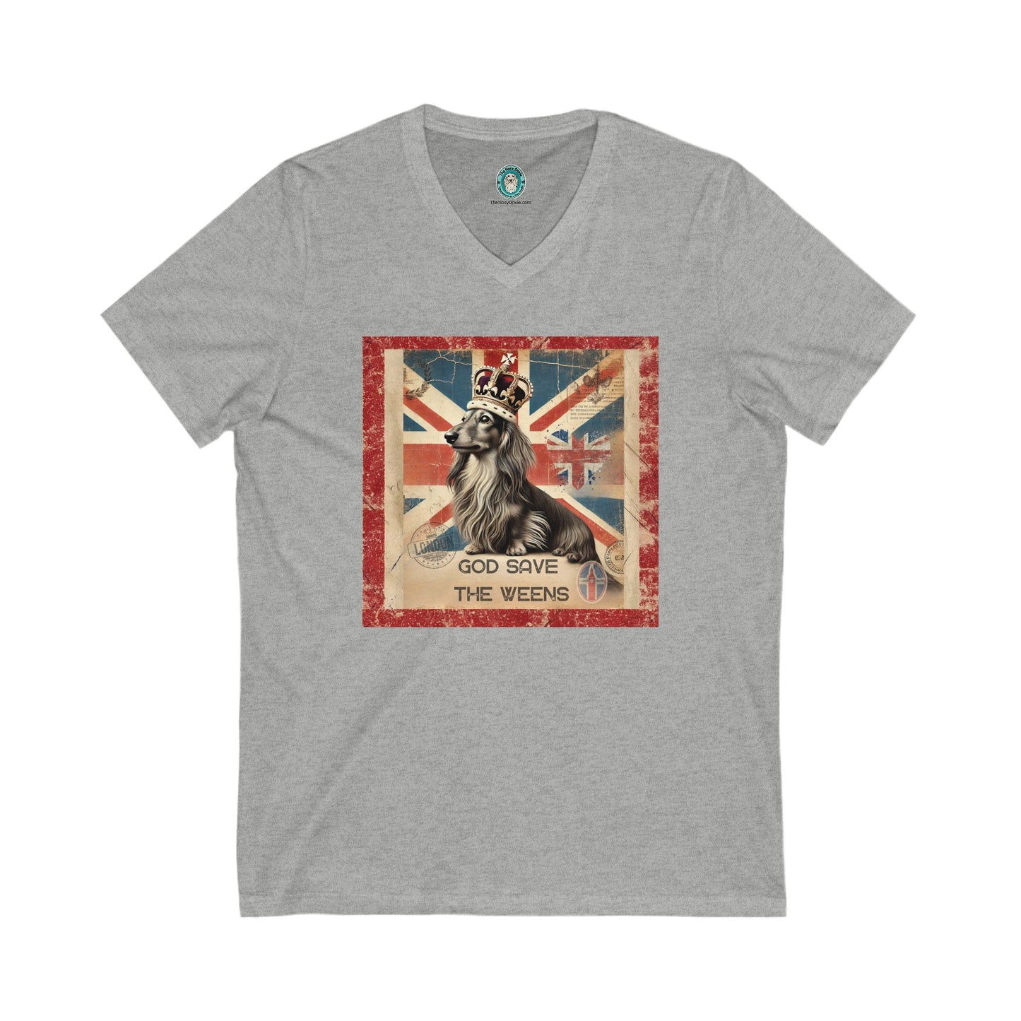 God Save the Weens Tee British Dog Design Graphic V-Neck Shirt Gift for Dog Lovers God Save the Weens Funny Pet Apparel Vintage British Flag Design