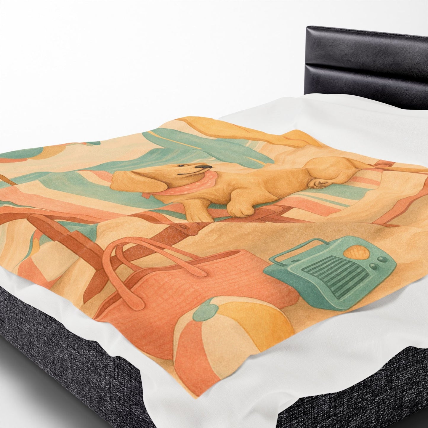 Plush Blanket - Retro Dachshund Design