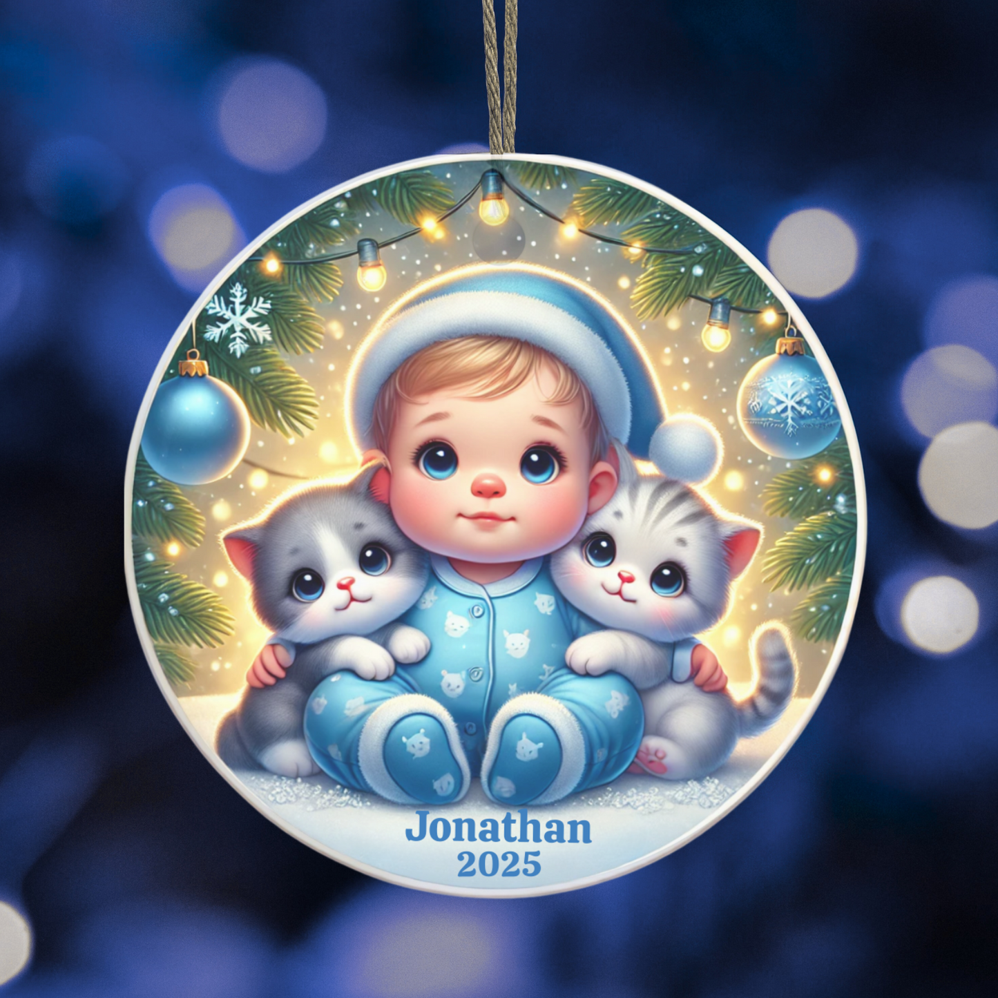Baby Boy Ceramic Christmas Ornament- Baby keepsake, New baby Gift, Gift for New Mom, Baby Gifts, Baby Shower Gift, Personalized Baby Gift