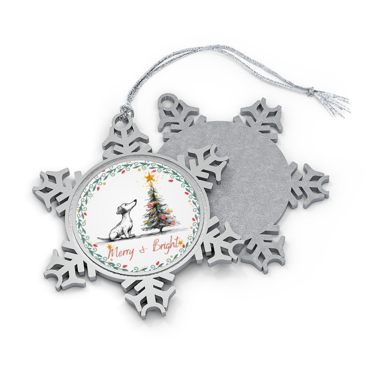 Pewter Snowflake Dachshund Ornament- Exclusive design, Christmas Gift, Gift for Doxie lover, Dog lover gift, Dachshund Mom, Dog Mom