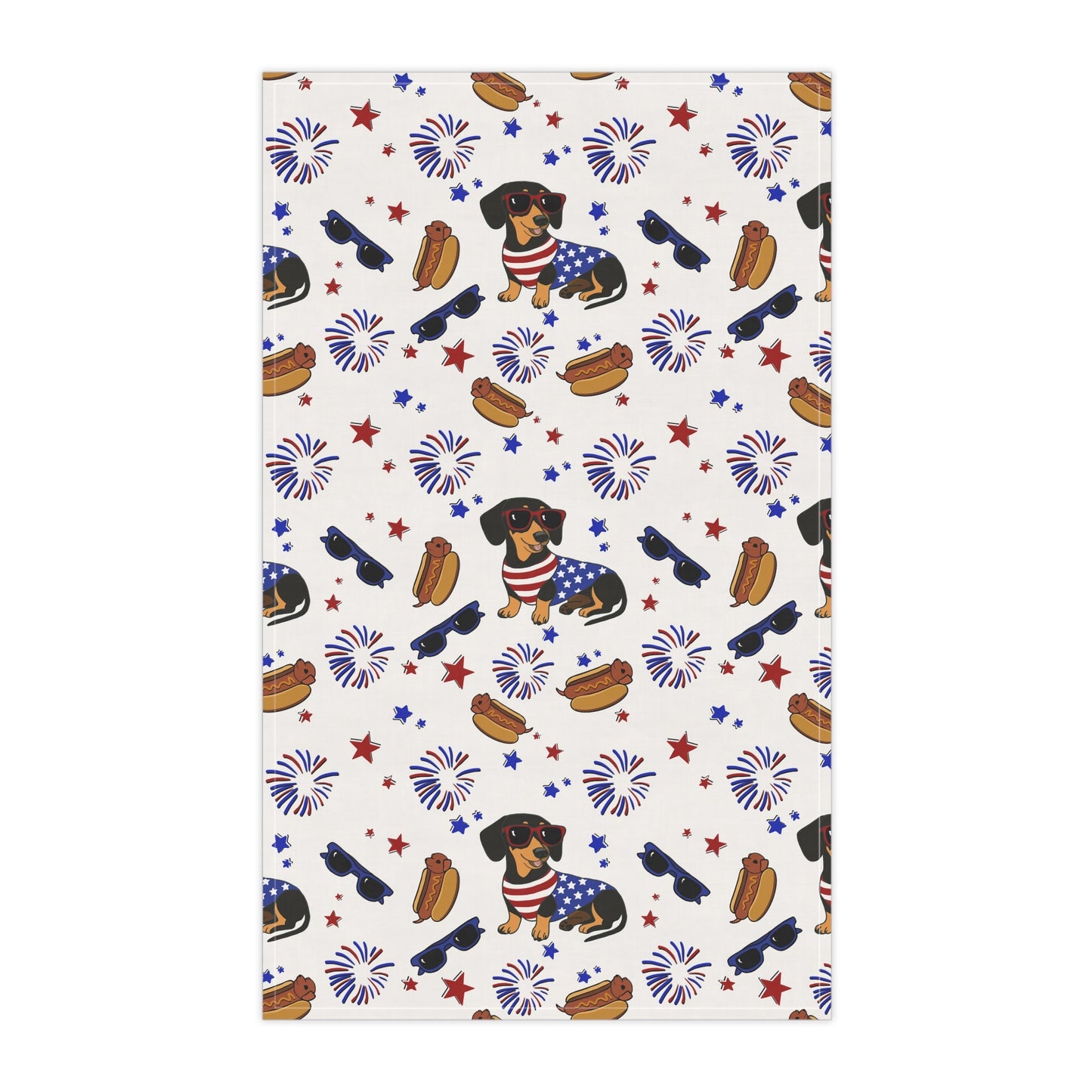 Patriotic Dog Print Tea Towels - 4th of July for Dachshund Lovers