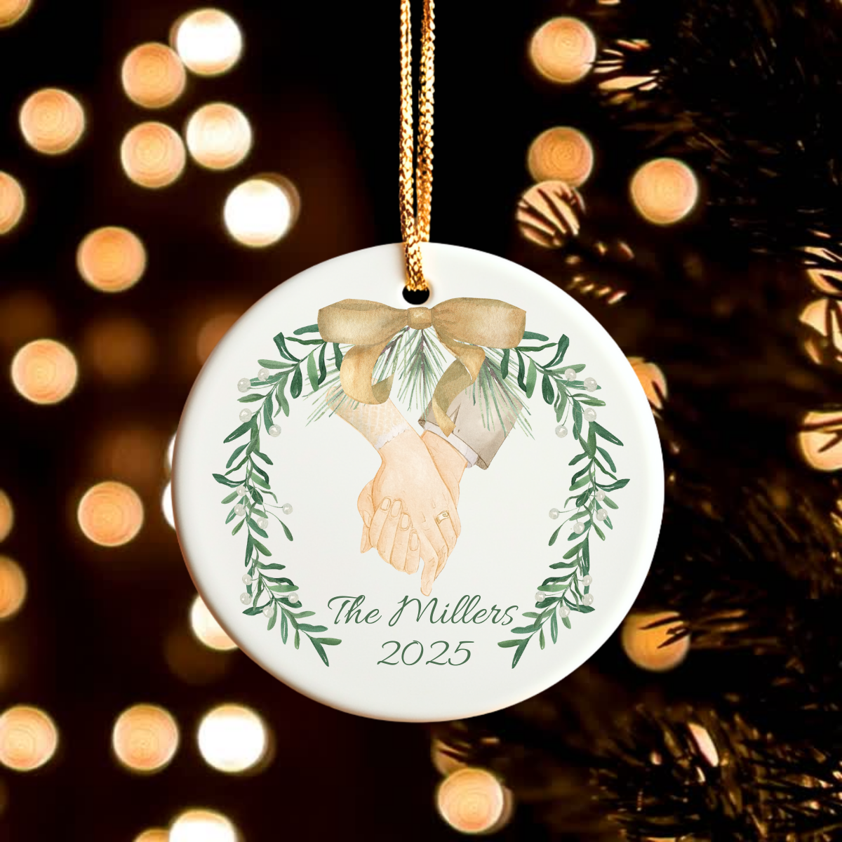 Personalized Newlywed Ornament 1st Christmas Custom Keepsake Holiday Gift New Couple Married Add Name Year Ornament Wedding Gift Engagement