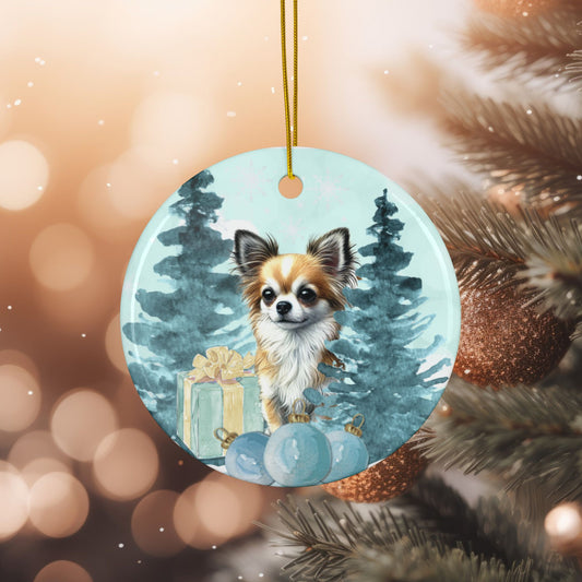 Personalized Chihuahua Ceramic Ornament Pet Lover Gift for Her Customized Pet Memorial Watercolor Holiday Gift