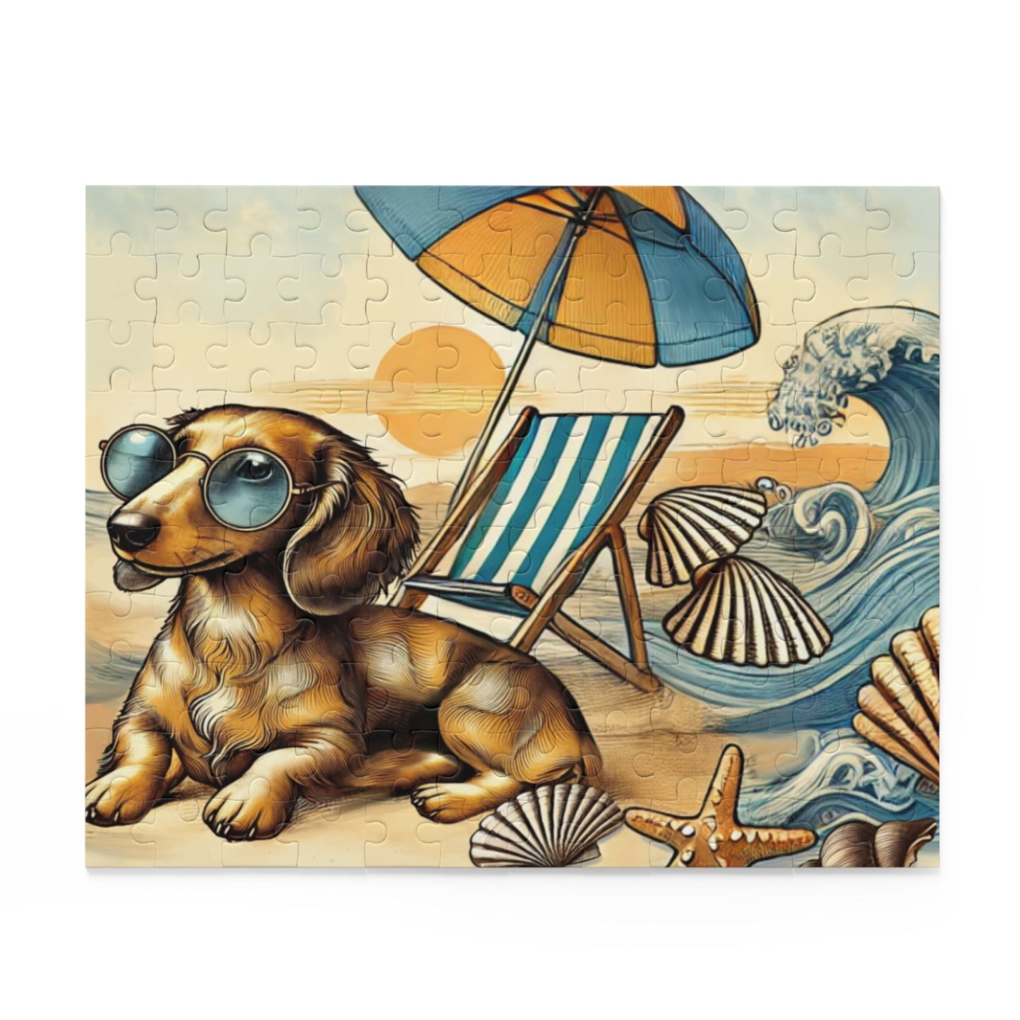 Dachshund Beach Puzzle 120 pcs, 252 pcs, 500 pcs