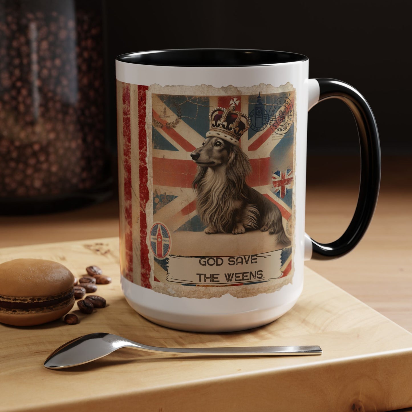 British Royalty Dog Mug Dachshund Coffee Cup Dog Lover Gift Cream Weiner Dog Pet Mug Birthday Present Weenie Dog Present Tea Cup