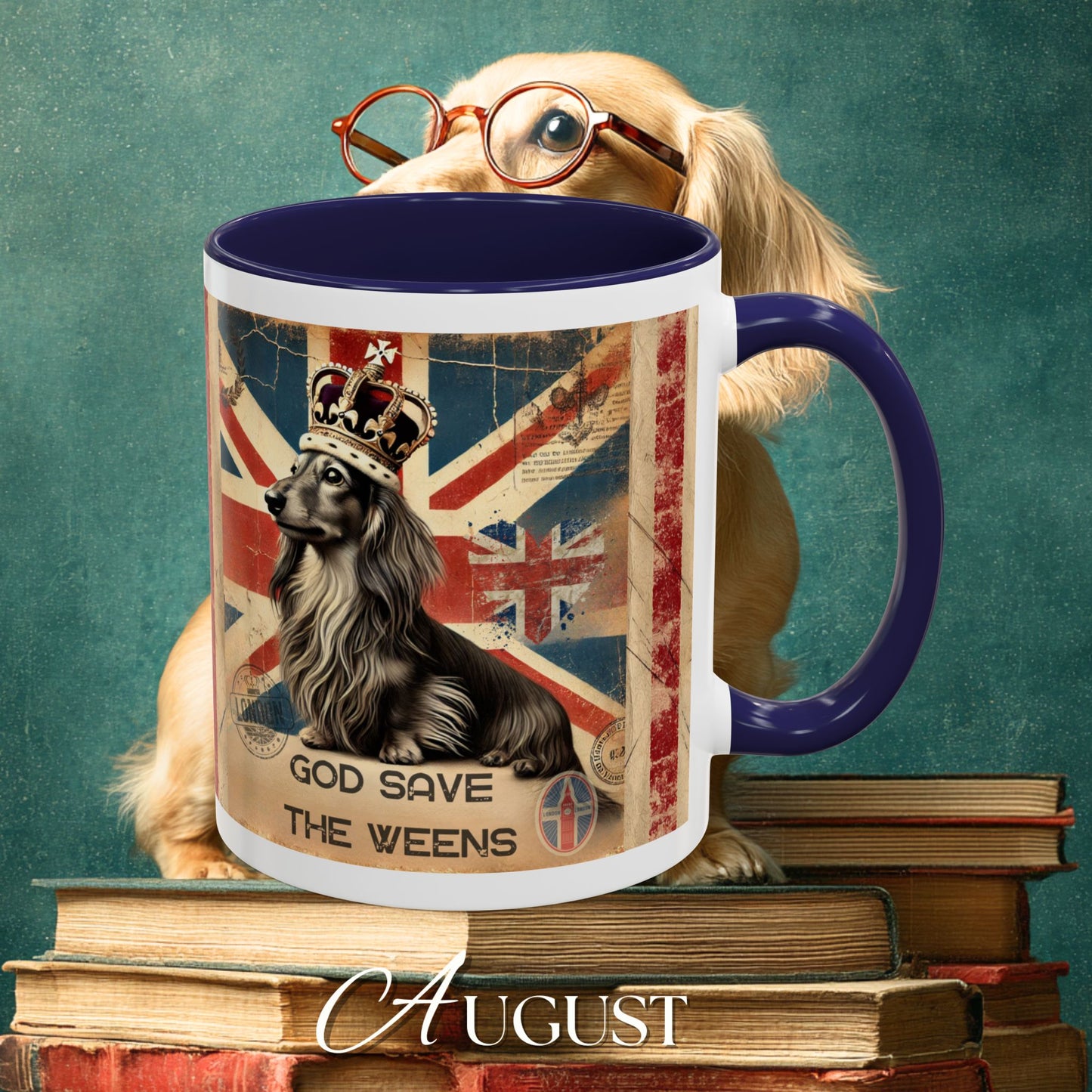 British Royalty Dog Mug Dachshund Coffee Cup Dog Lover Gift Cream Weiner Dog Pet Mug Birthday Present Weenie Dog Present Tea Cup