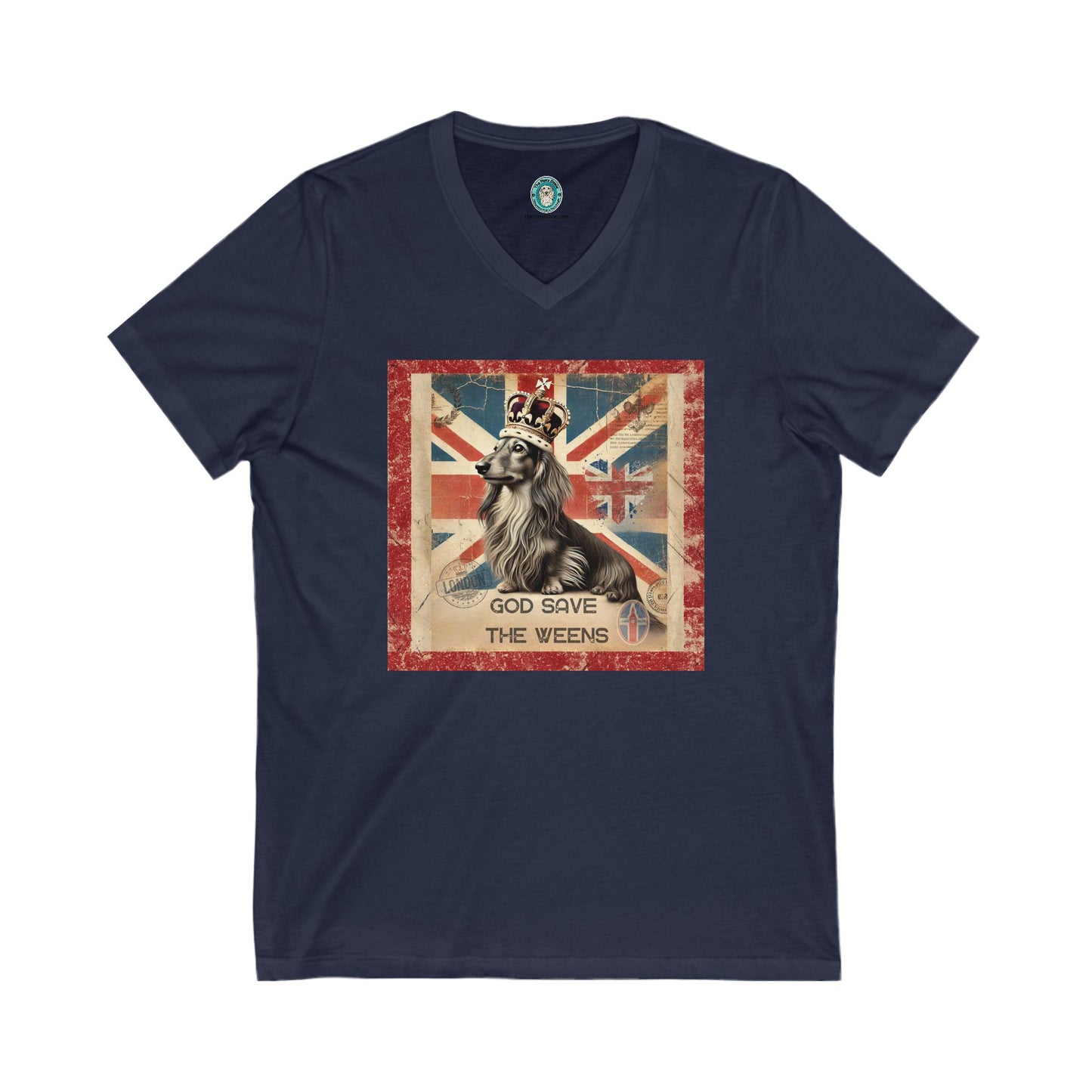 God Save the Weens Tee British Dog Design Graphic V-Neck Shirt Gift for Dog Lovers God Save the Weens Funny Pet Apparel Vintage British Flag Design