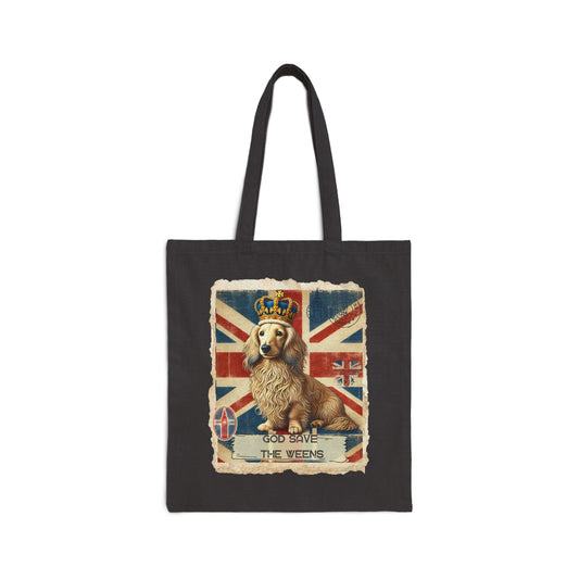 Vintage Inspired Tote Bag Dachshund Lover Gift British Flag Bags God Save the Weens Shopping Cotton Tote