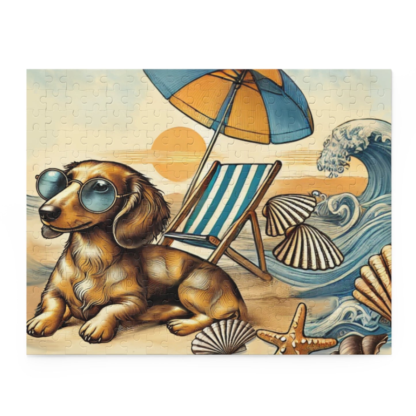 Dachshund Beach Puzzle 120 pcs, 252 pcs, 500 pcs