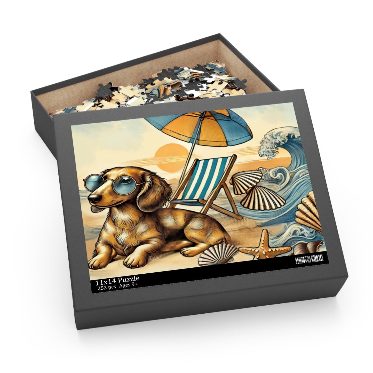 Dachshund Beach Puzzle 120 pcs, 252 pcs, 500 pcs