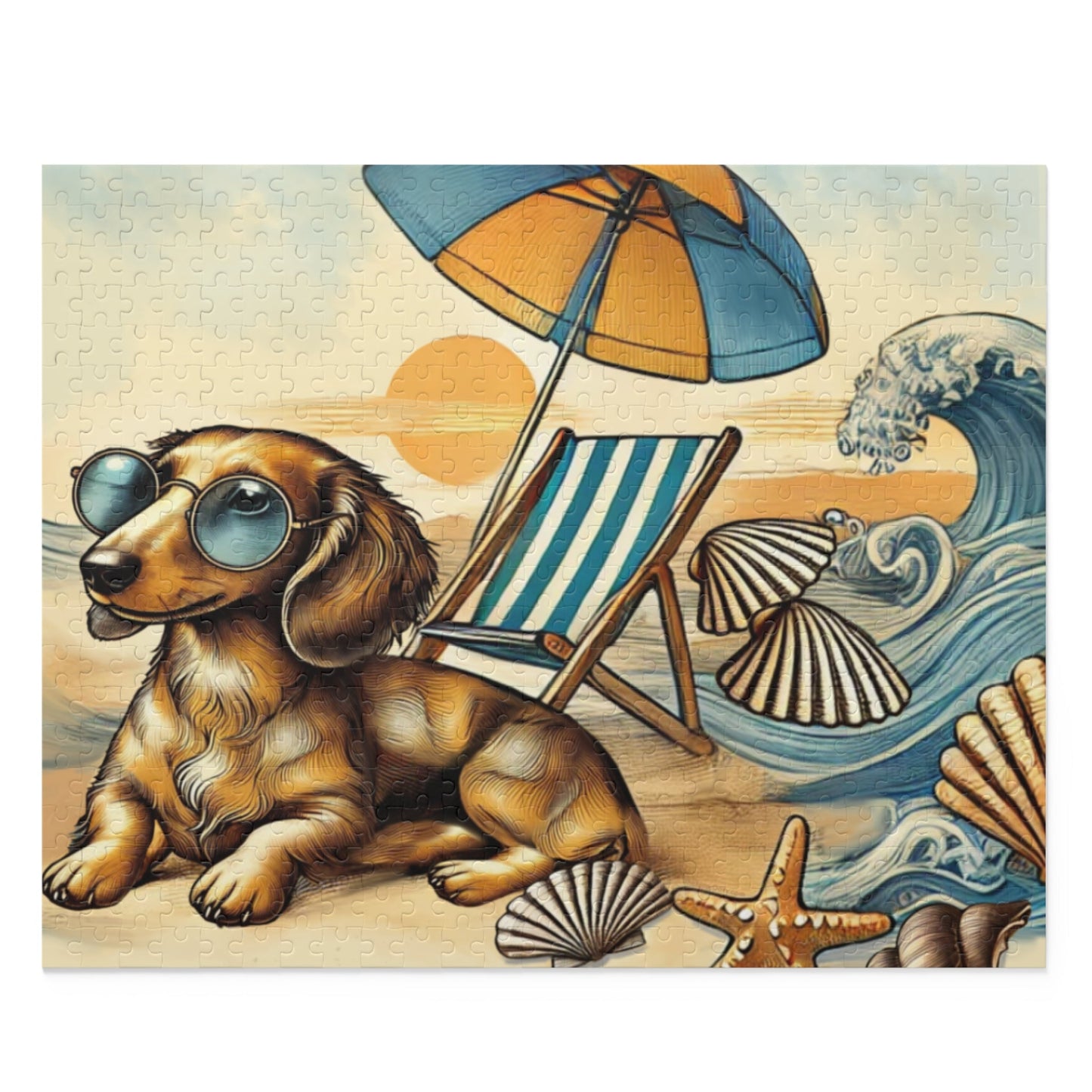 Dachshund Beach Puzzle 120 pcs, 252 pcs, 500 pcs