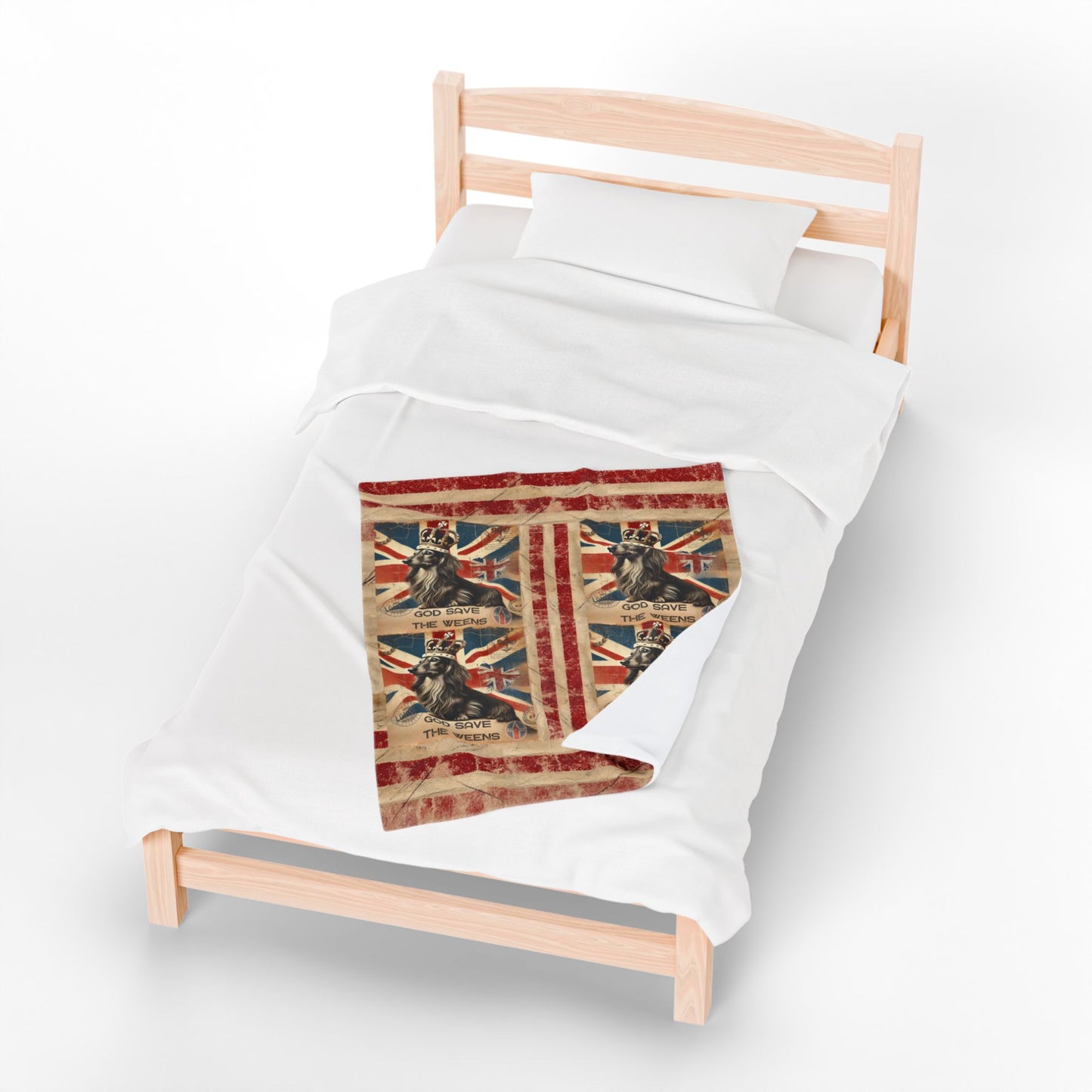 God Save the Weens Velveteen Plush Blanket Cozy Throw Blanket British Style Blanket Unique Dachshund Mom Gift House warming Blanket Weenie Dog Dad