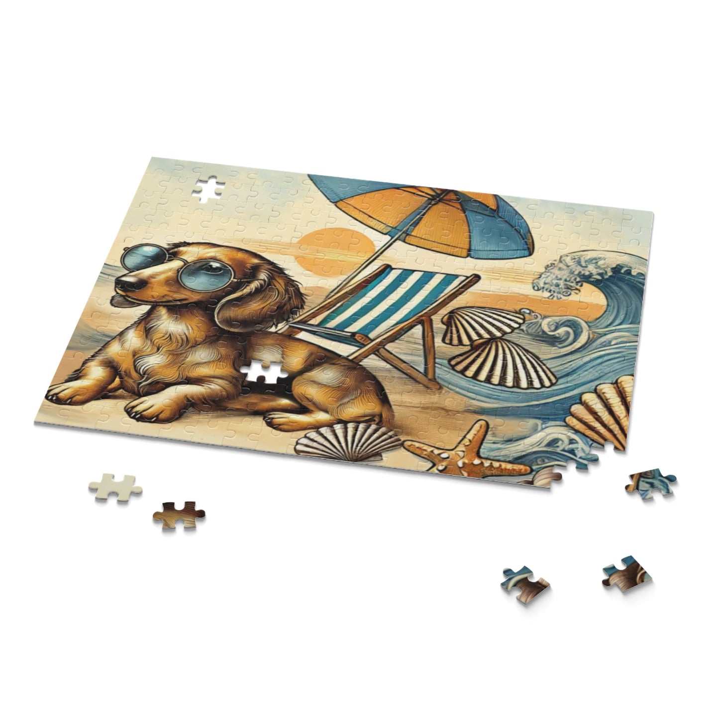 Dachshund Beach Puzzle 120 pcs, 252 pcs, 500 pcs