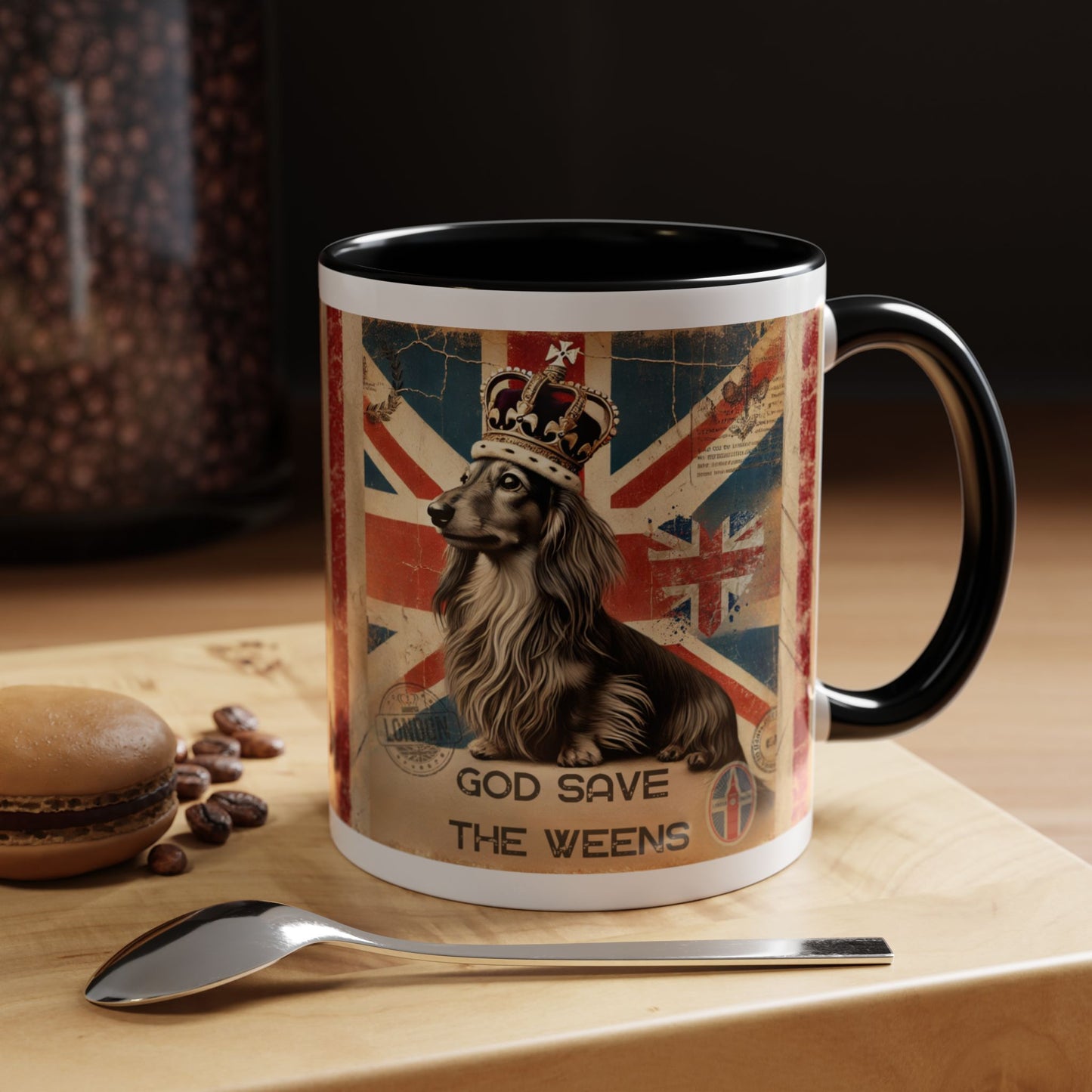 British Royalty Dog Mug Dachshund Coffee Cup Dog Lover Gift Cream Weiner Dog Pet Mug Birthday Present Weenie Dog Present Tea Cup