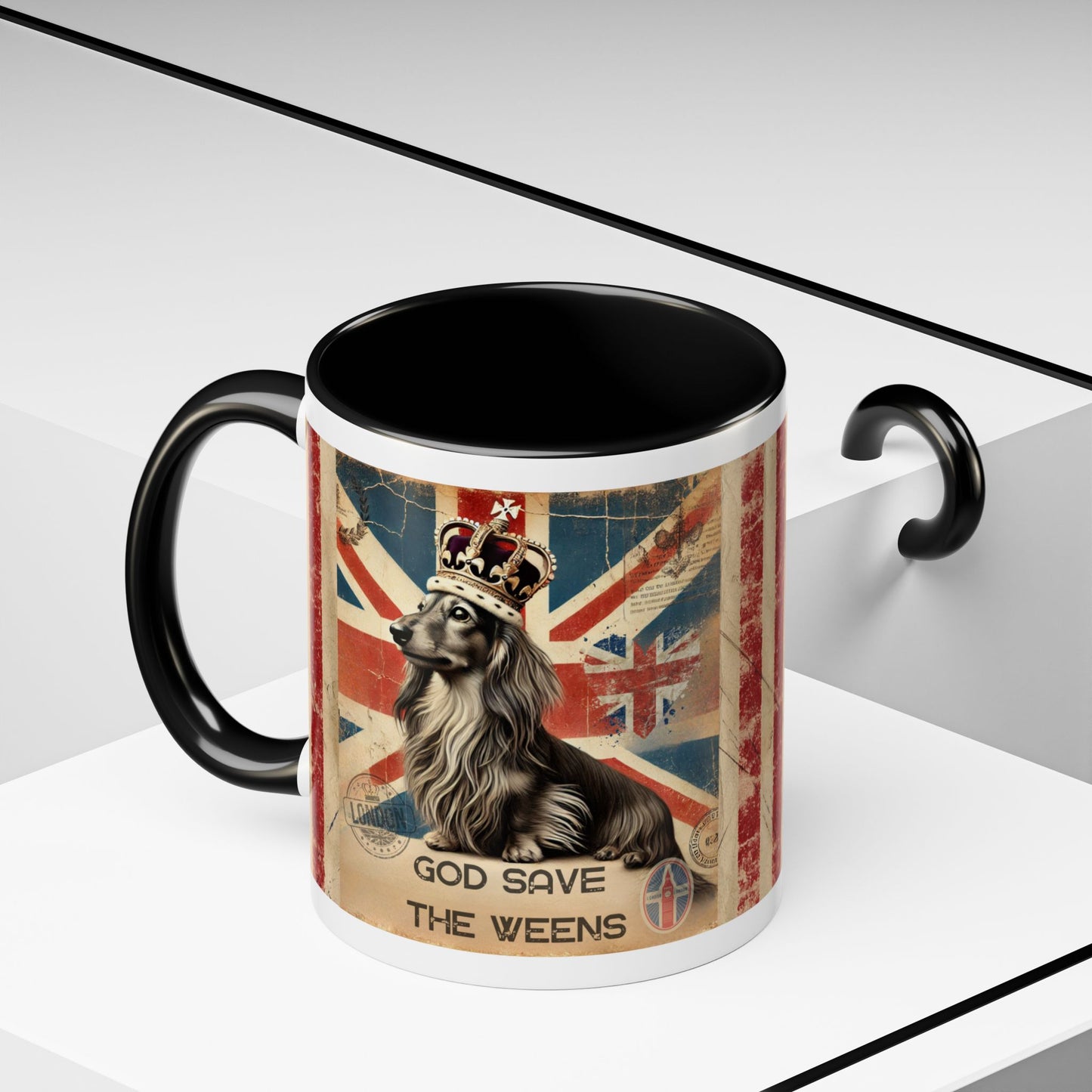 British Royalty Dog Mug Dachshund Coffee Cup Dog Lover Gift Cream Weiner Dog Pet Mug Birthday Present Weenie Dog Present Tea Cup