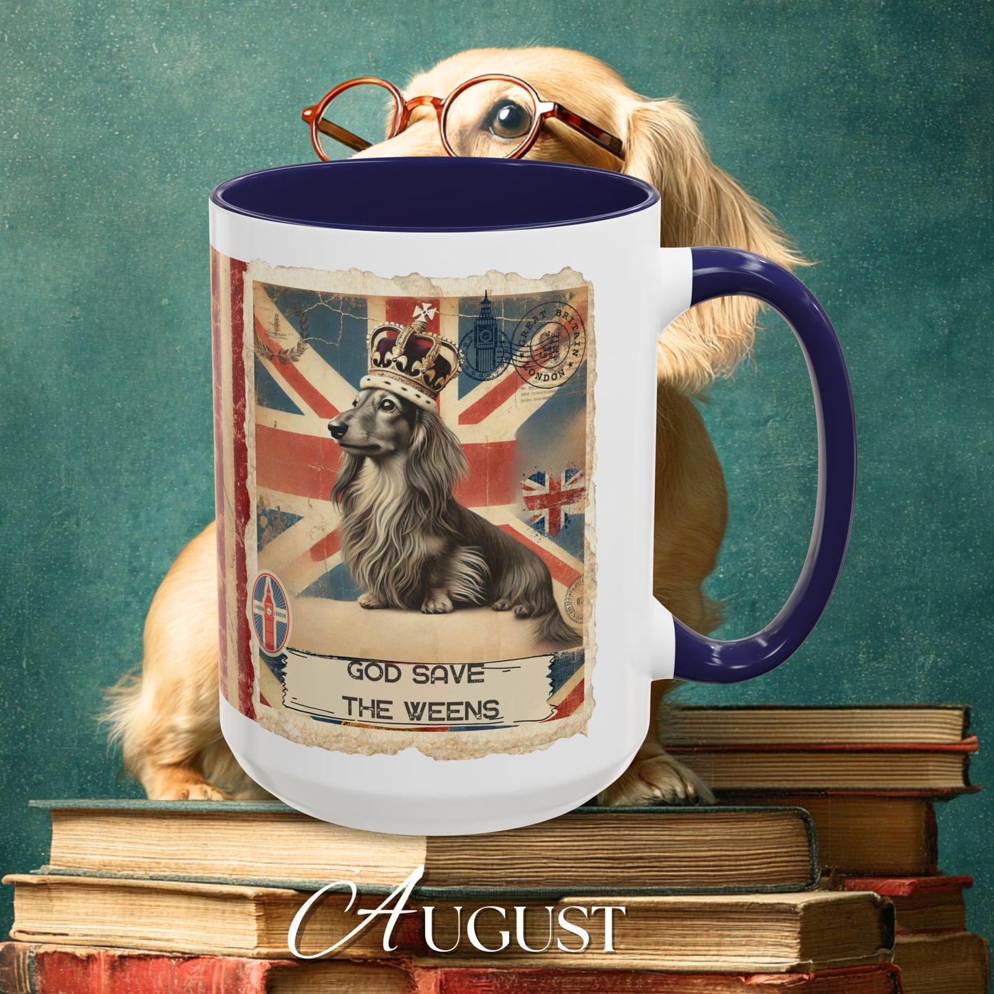 British Royalty Dog Mug Dachshund Coffee Cup Dog Lover Gift Cream Weiner Dog Pet Mug Birthday Present Weenie Dog Present Tea Cup