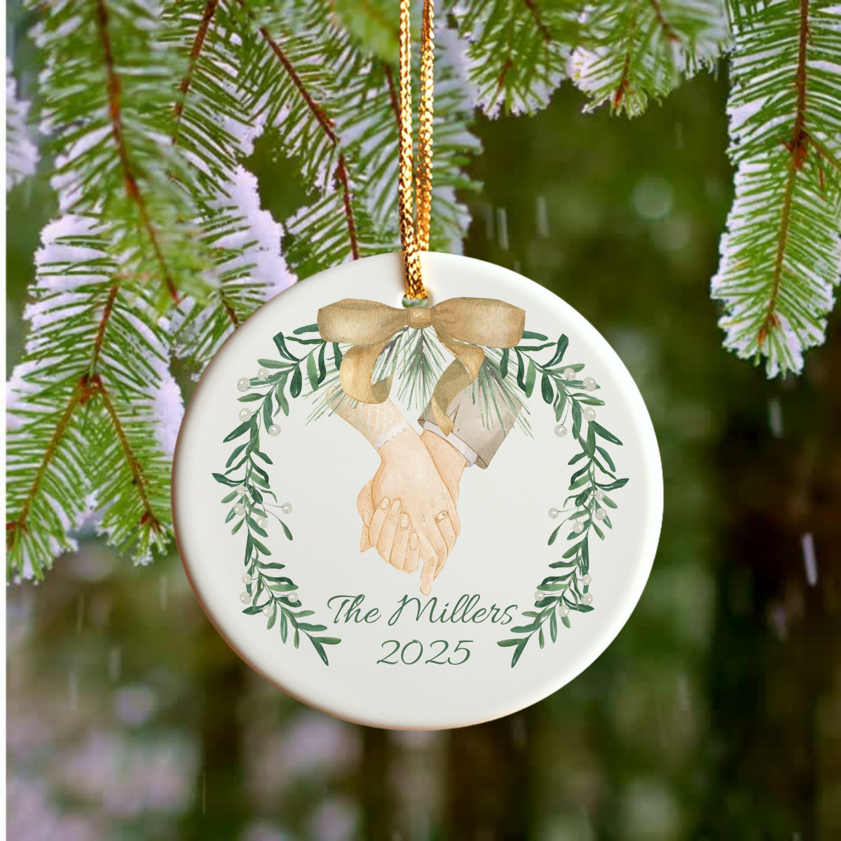 Personalized Newlywed Ornament 1st Christmas Custom Keepsake Holiday Gift New Couple Married Add Name Year Ornament Wedding Gift Engagement