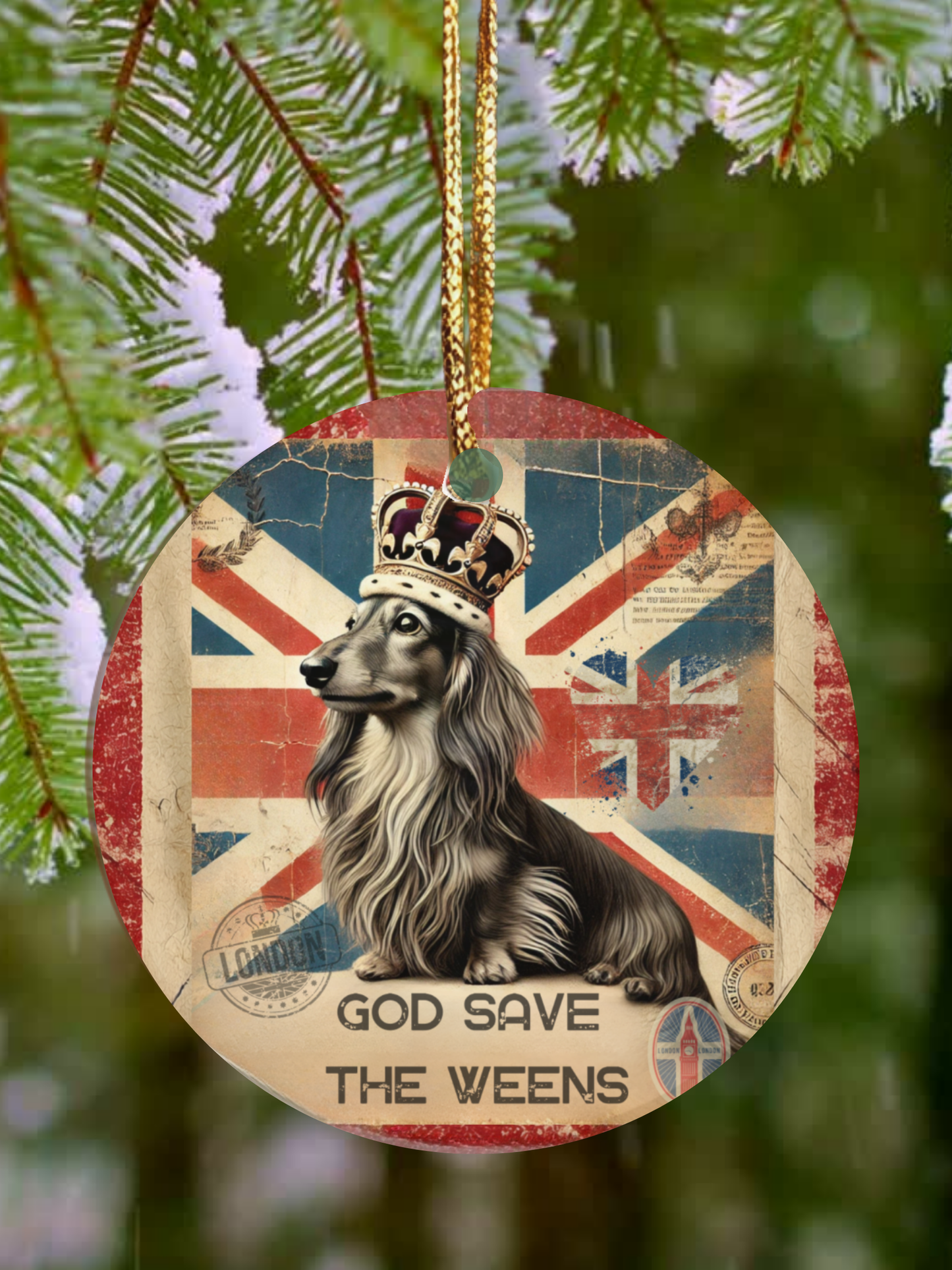 Dachshund Dog Mom Ornament  Dog Lovers Gift Dog Dad Weiner Dog Royalty Gift Dog Mom Pet Ornament Gift Pet Owner British Royal Christmas Keepsake Holiday Pet Present