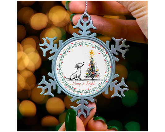 Pewter Snowflake Dachshund Ornament- Exclusive design, Christmas Gift, Gift for Doxie lover, Dog lover gift, Dachshund Mom, Dog Mom