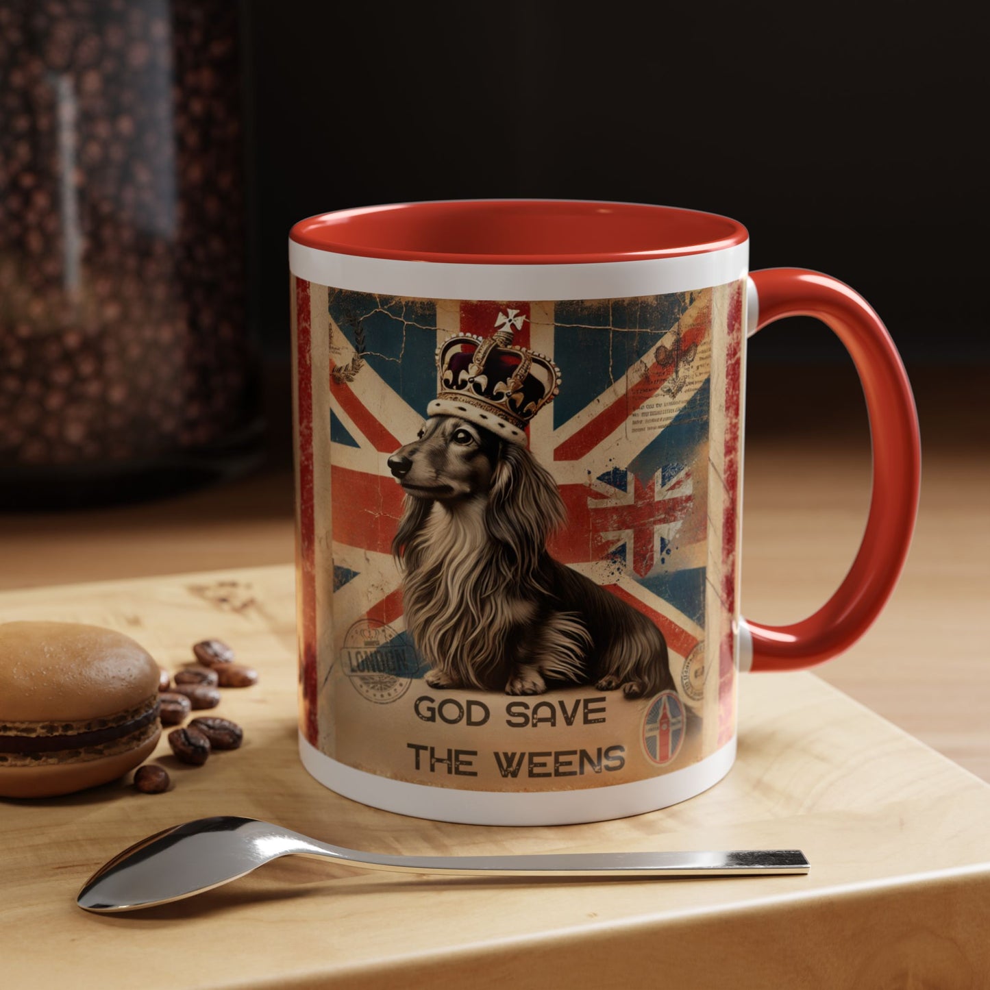 British Royalty Dog Mug Dachshund Coffee Cup Dog Lover Gift Cream Weiner Dog Pet Mug Birthday Present Weenie Dog Present Tea Cup