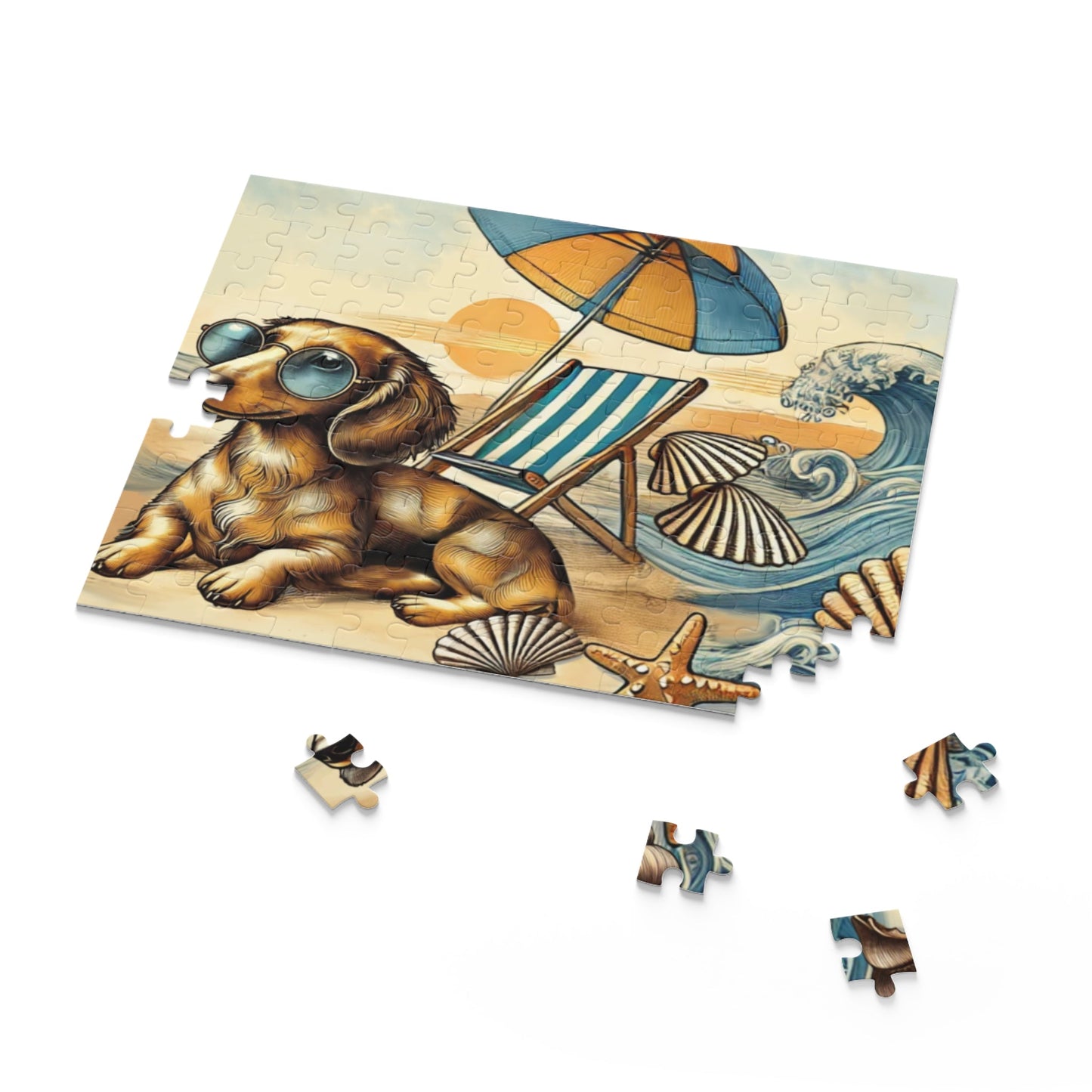 Dachshund Beach Puzzle 120 pcs, 252 pcs, 500 pcs