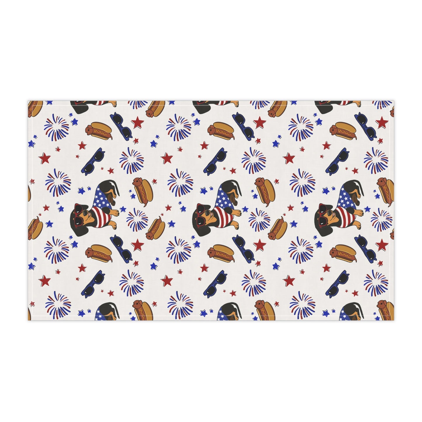 Patriotic Dog Print Tea Towels - 4th of July for Dachshund Lovers