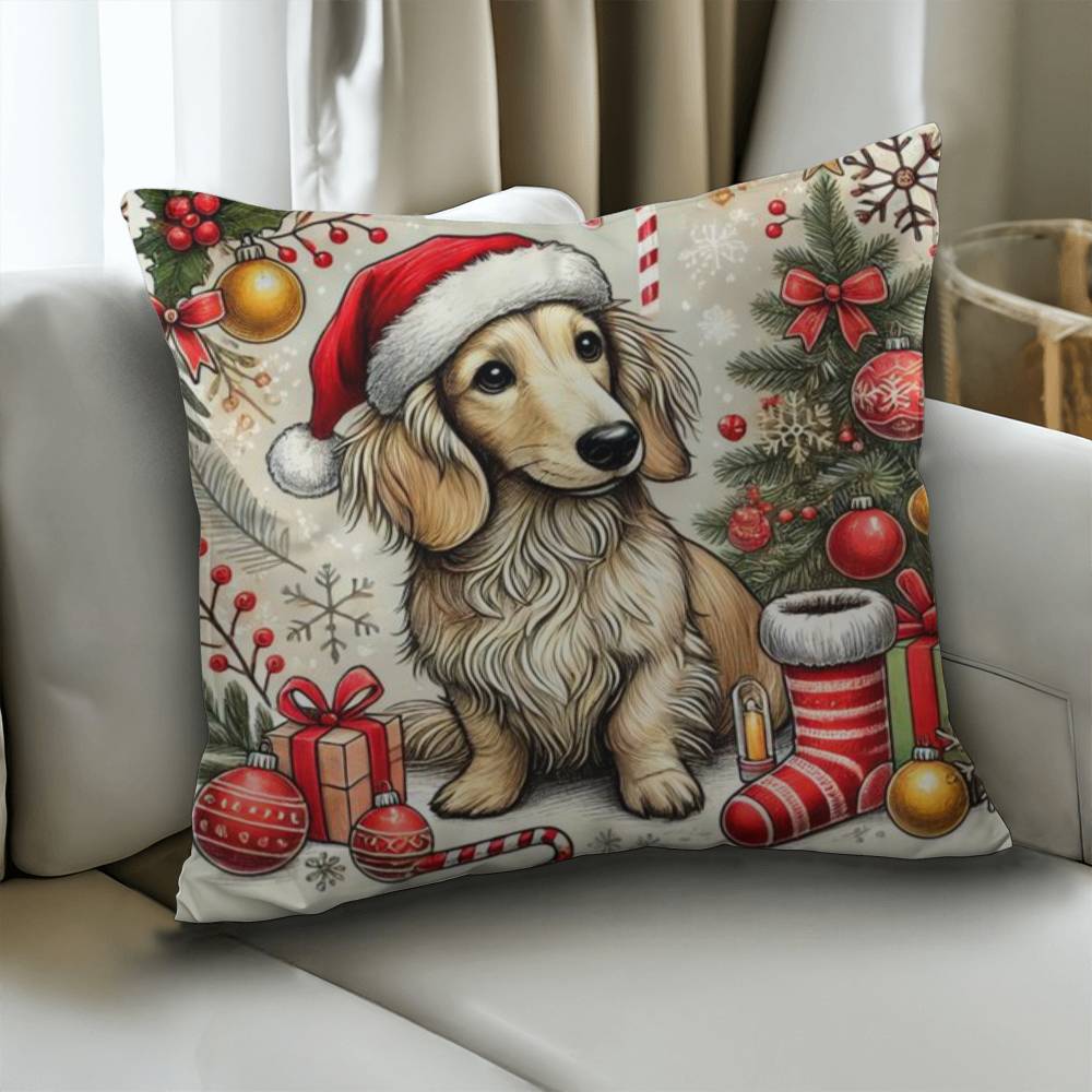 Classic Pillow Cover with Insert- Dachshund Christmas