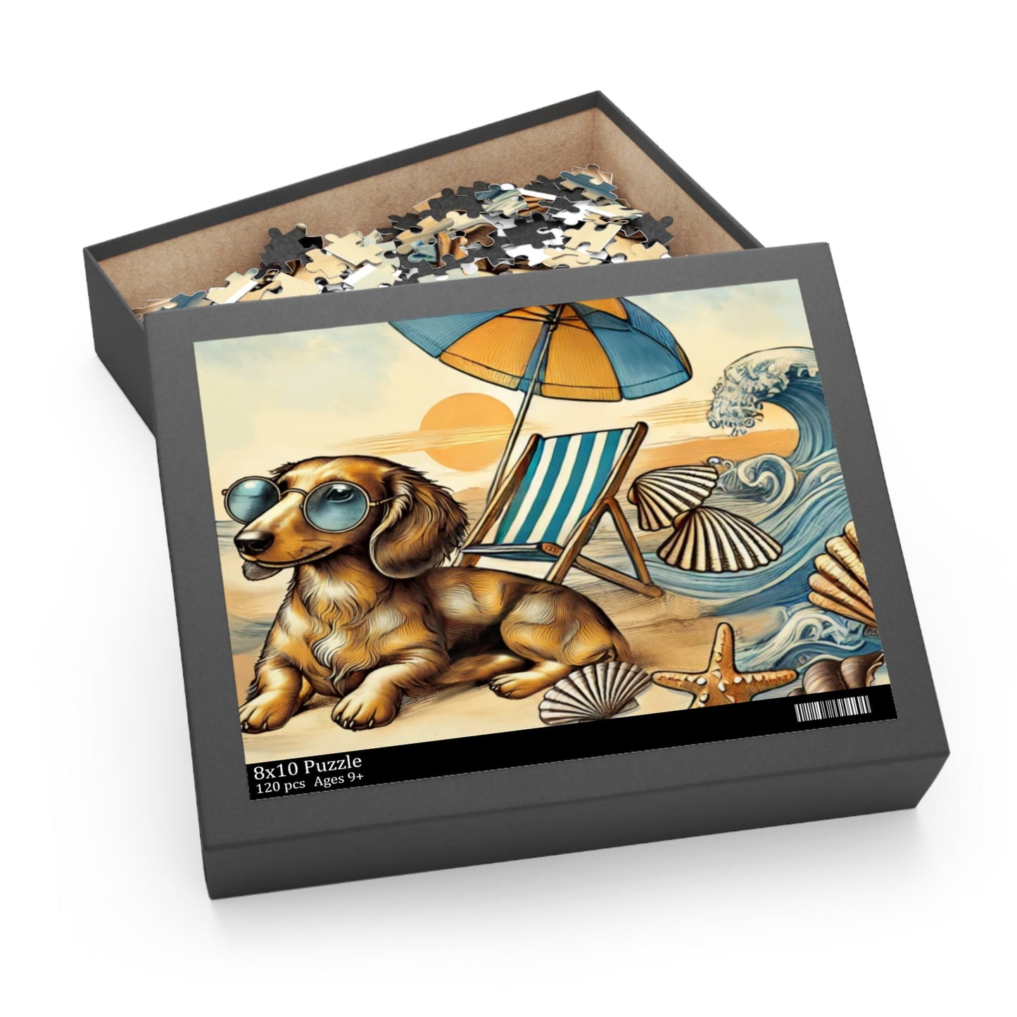 Dachshund Beach Puzzle 120 pcs, 252 pcs, 500 pcs