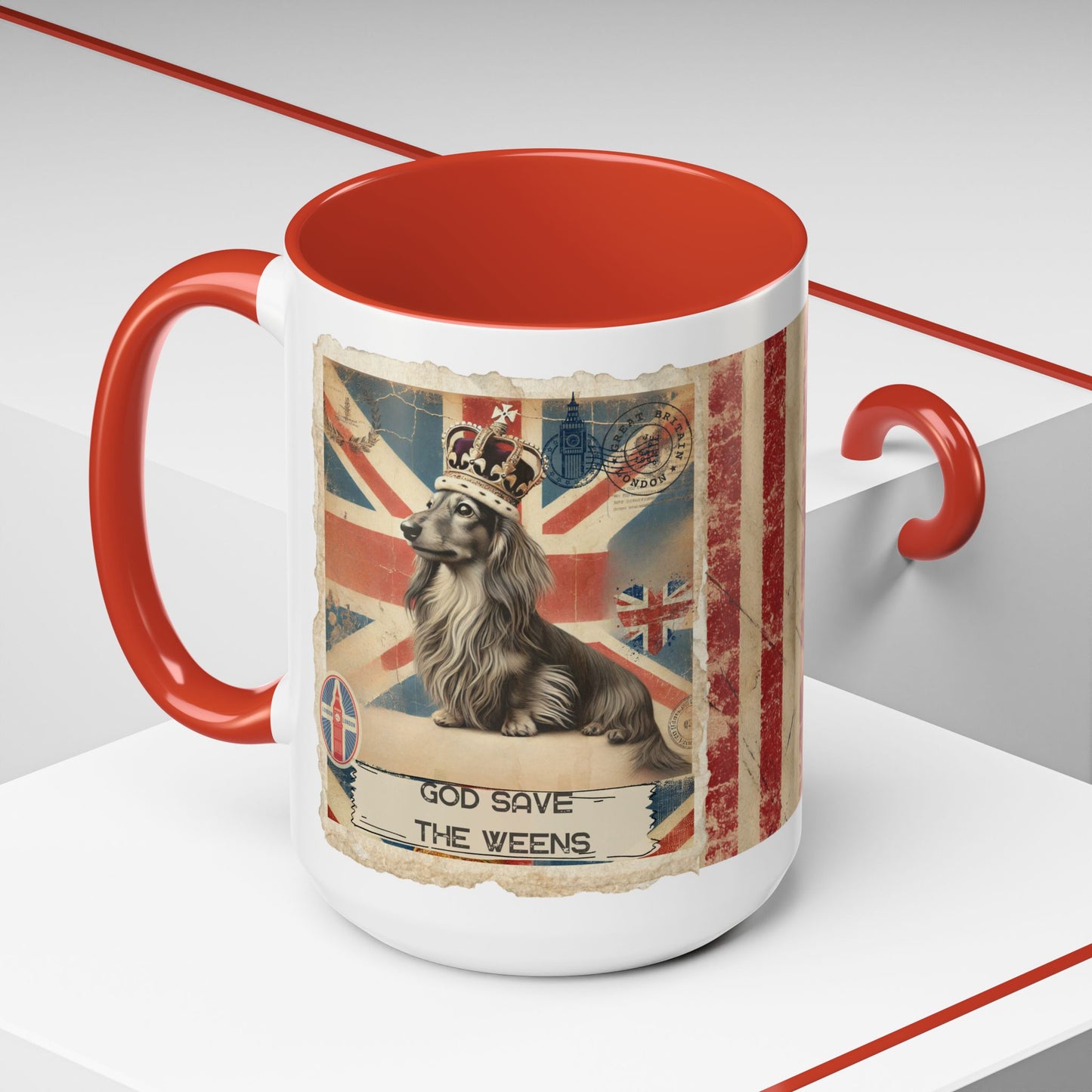 British Royalty Dog Mug Dachshund Coffee Cup Dog Lover Gift Cream Weiner Dog Pet Mug Birthday Present Weenie Dog Present Tea Cup