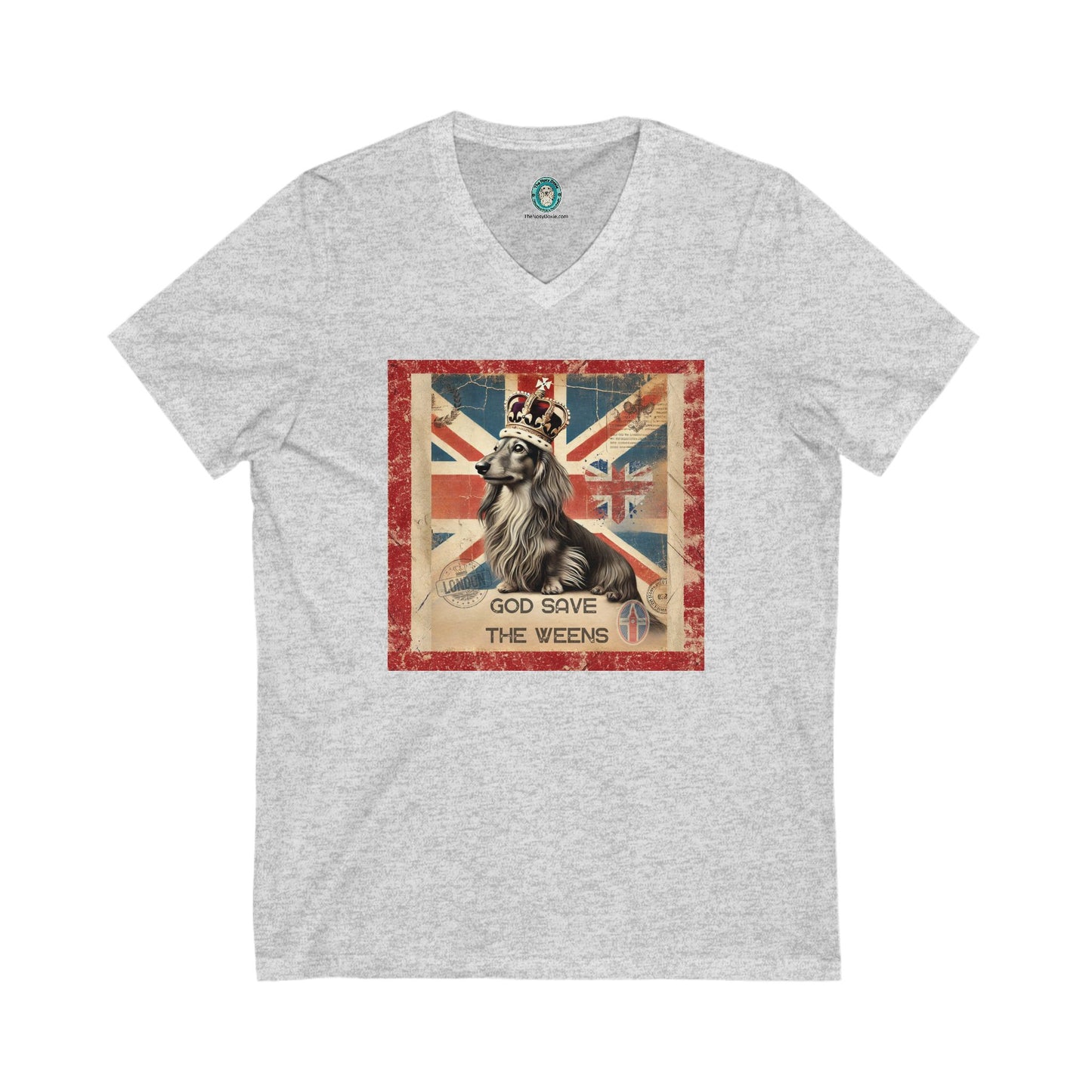 God Save the Weens Tee British Dog Design Graphic V-Neck Shirt Gift for Dog Lovers God Save the Weens Funny Pet Apparel Vintage British Flag Design