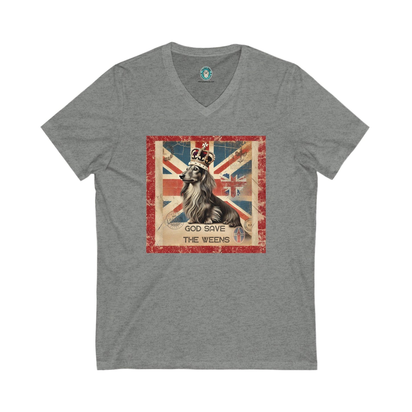 God Save the Weens Tee British Dog Design Graphic V-Neck Shirt Gift for Dog Lovers God Save the Weens Funny Pet Apparel Vintage British Flag Design