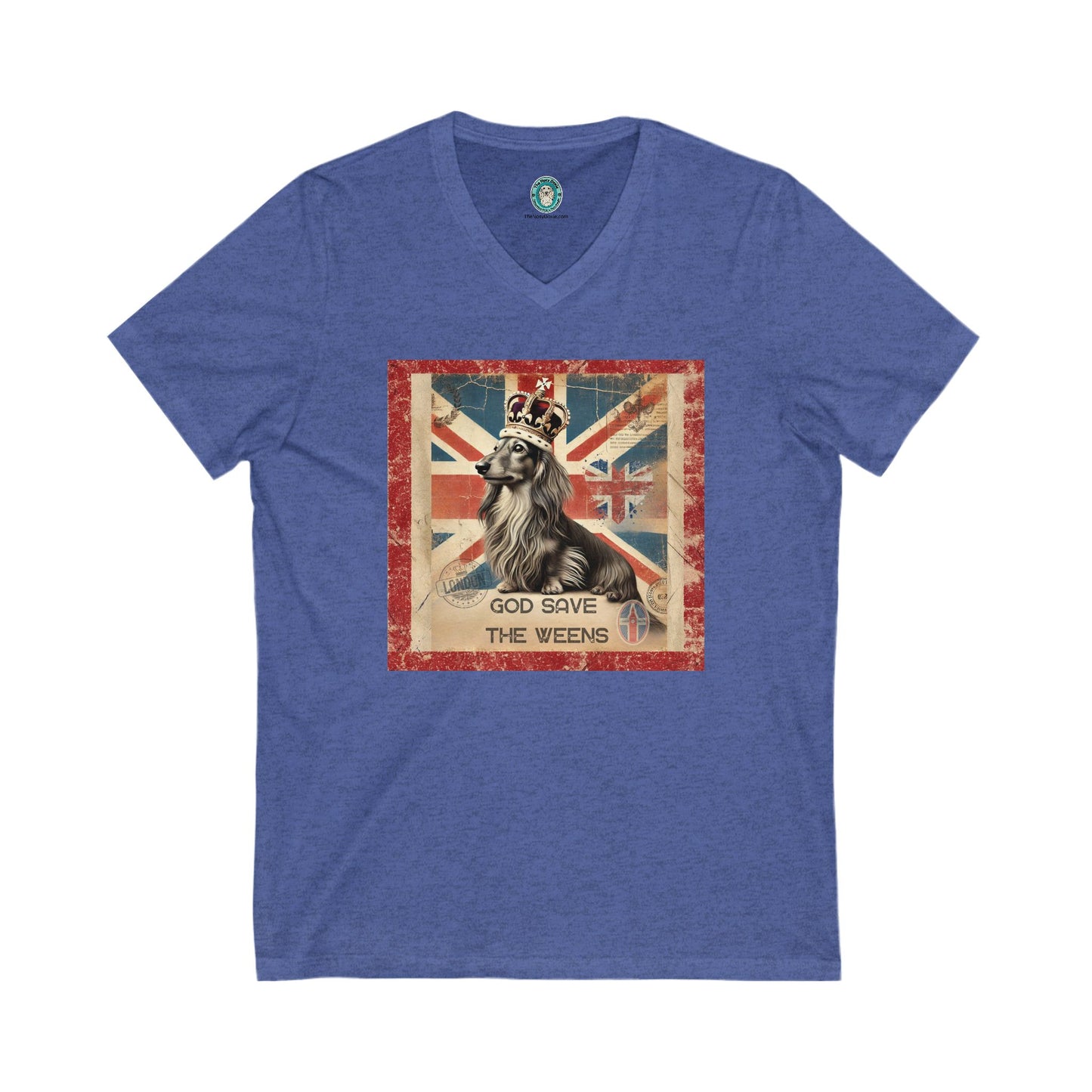 God Save the Weens Tee British Dog Design Graphic V-Neck Shirt Gift for Dog Lovers God Save the Weens Funny Pet Apparel Vintage British Flag Design