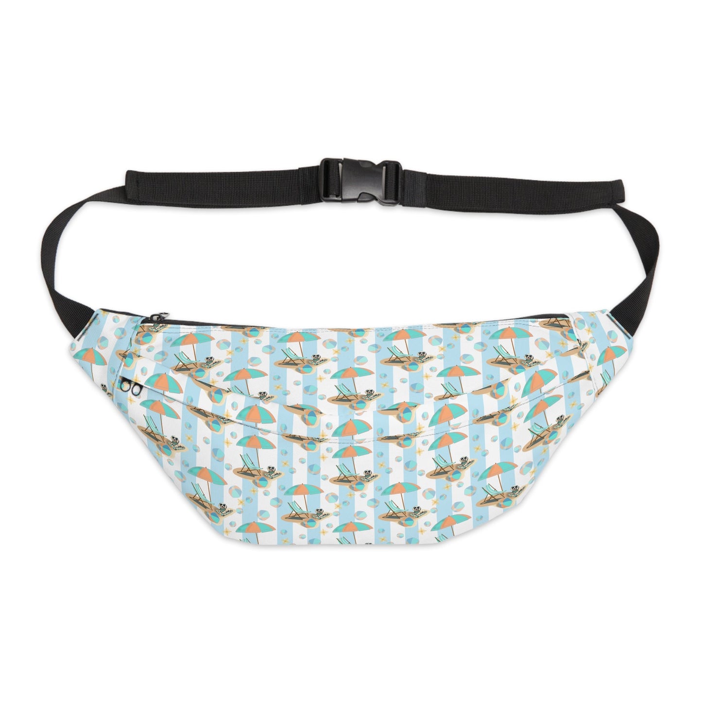 Canvas Large Fanny Pack with Dachshund on the Beach Design