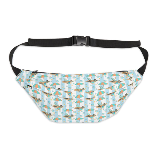 Canvas Large Fanny Pack with Dachshund on the Beach Design