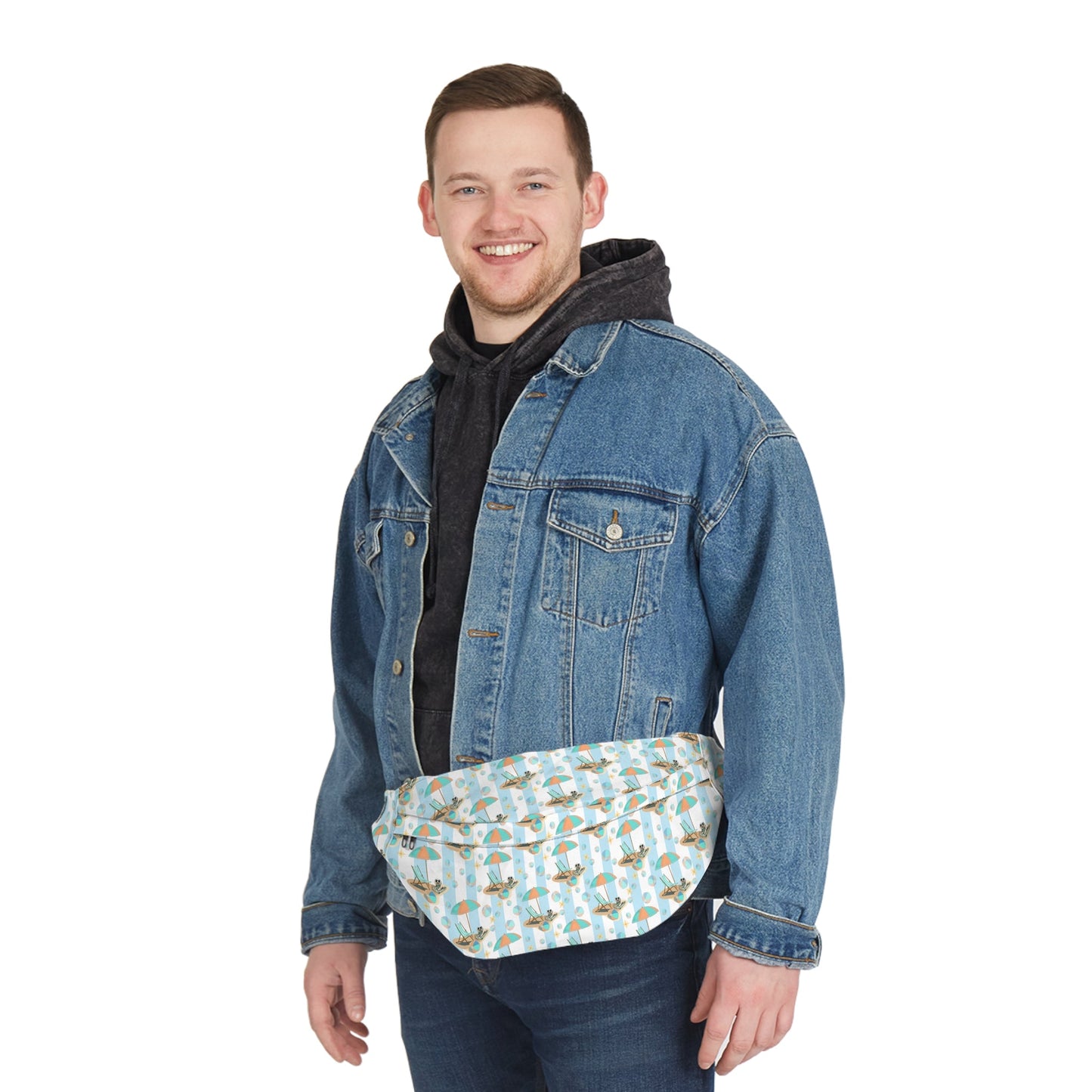 Canvas Large Fanny Pack with Dachshund on the Beach Design