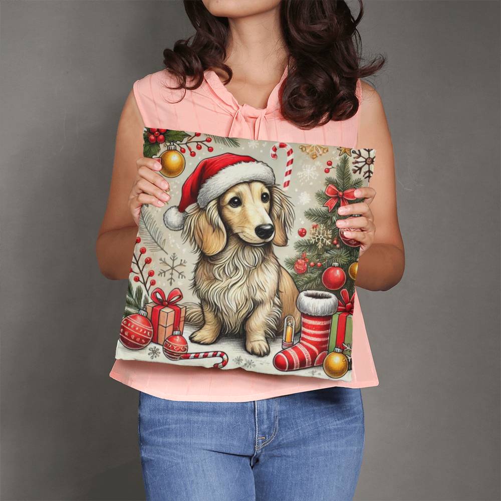 Classic Pillow Cover with Insert- Dachshund Christmas