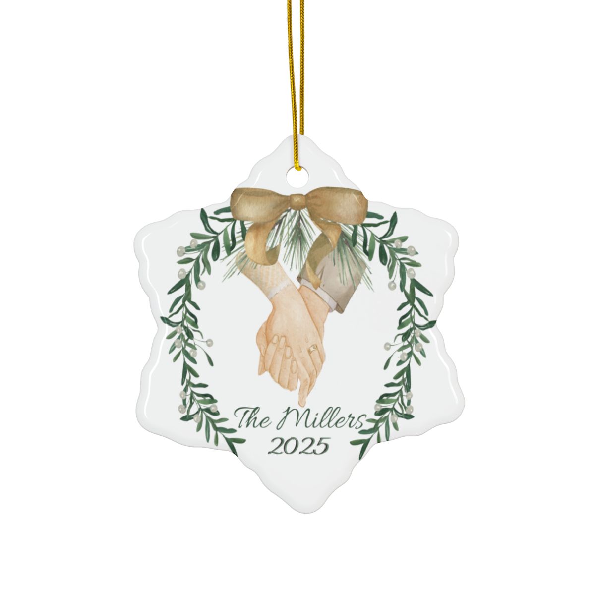 Personalized Newlywed Ornament 1st Christmas Custom Keepsake Holiday Gift New Couple Married Add Name Year Ornament Wedding Gift Engagement