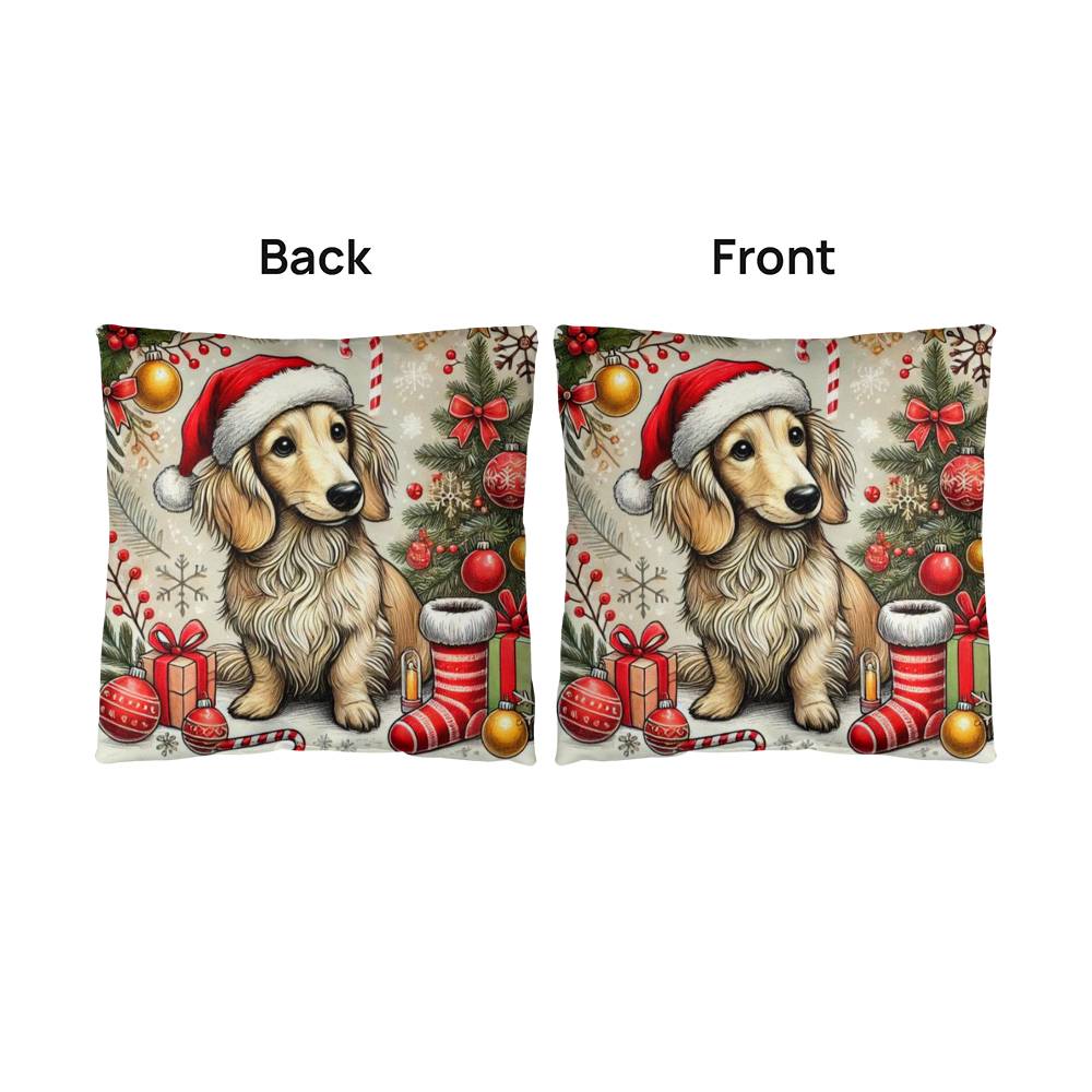 Classic Pillow Cover with Insert- Dachshund Christmas