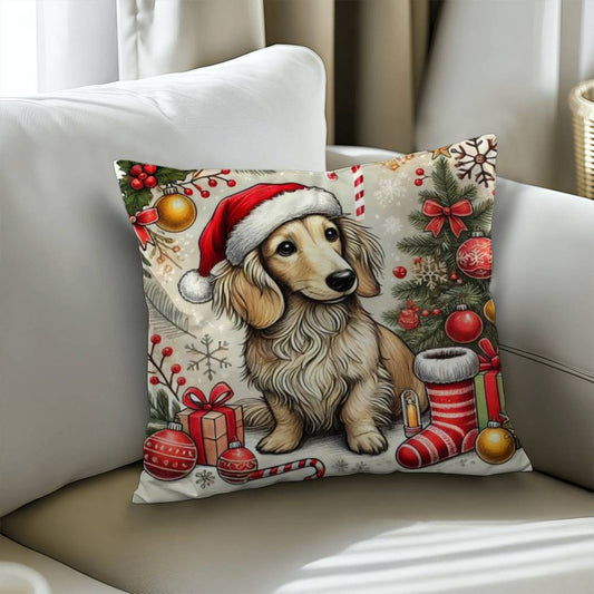 Classic Pillow Cover with Insert- Dachshund Christmas